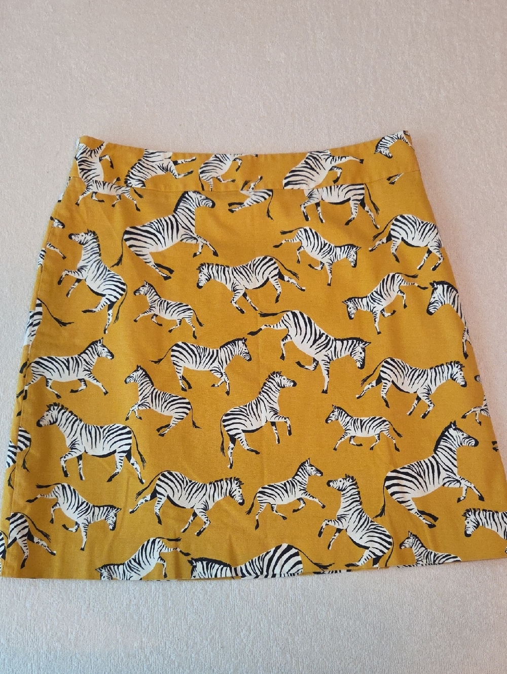 Ann Taylor Mustard A-Line Zebra Print Skirt Size 10